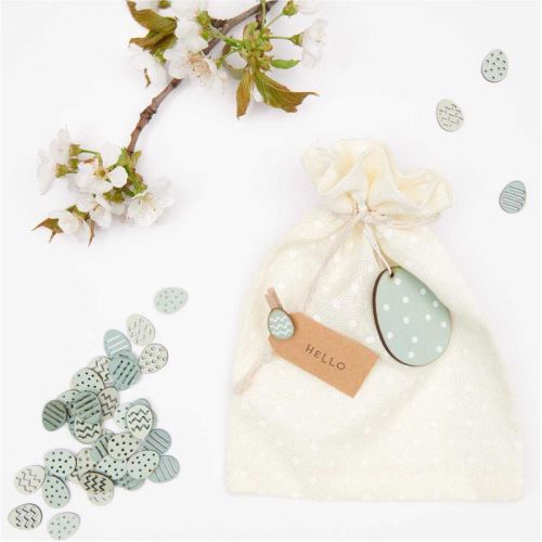 Holzstreuer Osterei mint - 48 Stück